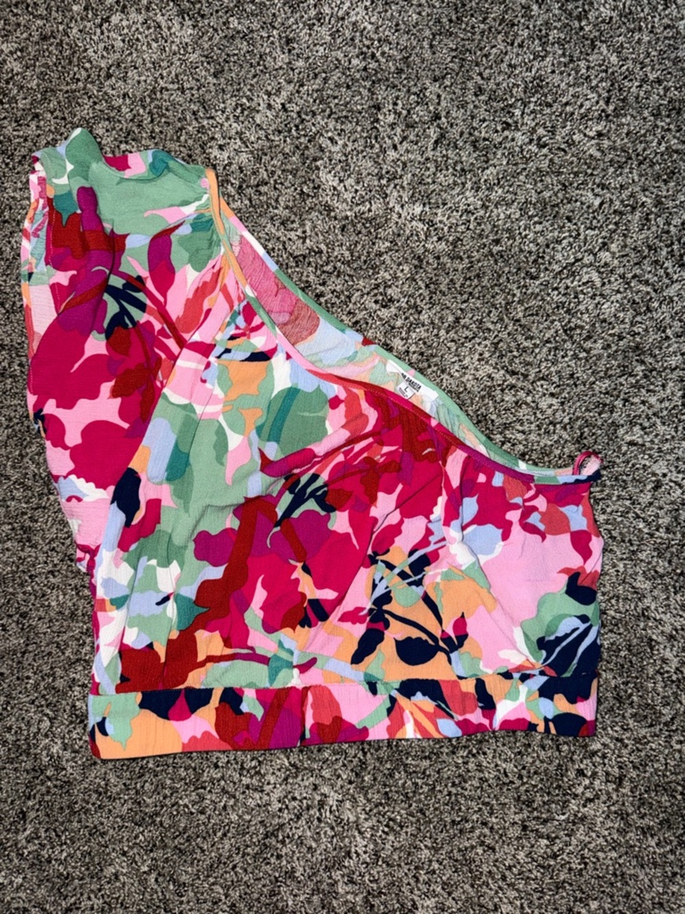 BB Dakota One-Shoulder Crop Top in Pink Multi Print